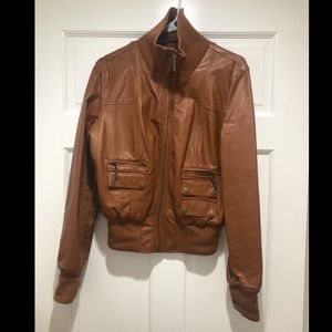 Brown/orange leather jacket